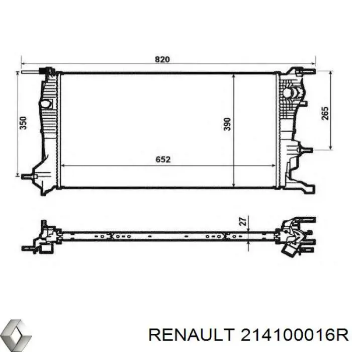214100016R Renault (RVI) Radiador de esfriamento de motor