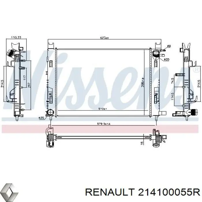 Compre 214100055R Renault (RVI) Radiador de esfriamento de motor