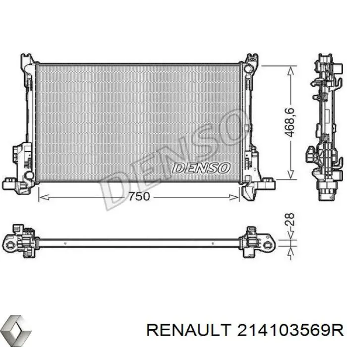 214103569R Renault (RVI) Radiador de esfriamento de motor