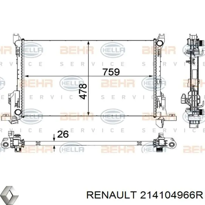 Radiador de esfriamento de motor Renault (RVI) 214104966R preço, a partir de 198,21 USD