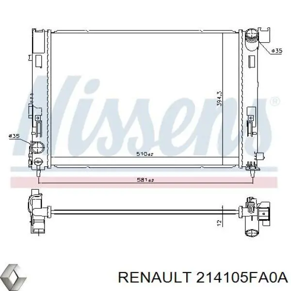 Radiador de esfriamento de motor Renault (RVI) 214105FA0A preço, a partir de 139,61 USD