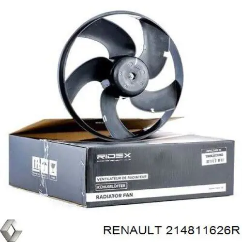 214811626R Renault (RVI) Ventilador elétrico de esfriamento montado (motor + roda de aletas)