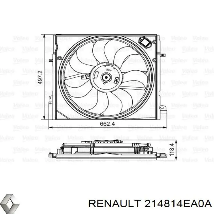 Compre 214814EA0A Renault (RVI) Difusor do radiador de esfriamento, montado com motor e roda de aletas