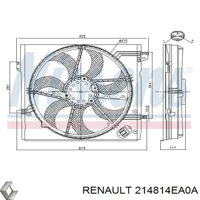 214814EA0A Renault (RVI) Difusor do radiador de esfriamento, montado com motor e roda de aletas