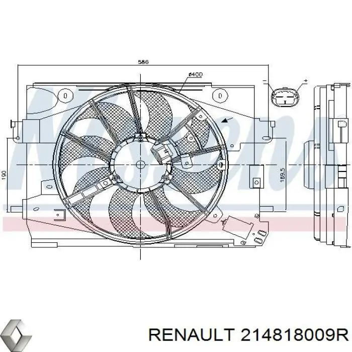 214818009R Renault (RVI) Difusor do radiador de esfriamento, montado com motor e roda de aletas