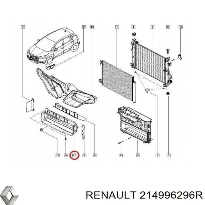 Perciana de conduto de ar Renault (RVI) 214996296R preço, a partir de 32,00 USD