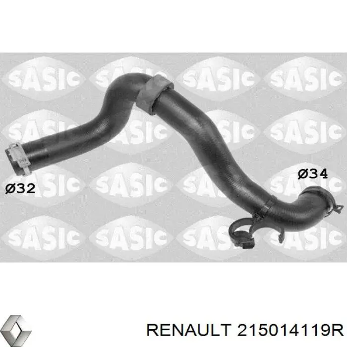 215014119R Renault (RVI) Mangueira (cano derivado) do radiador de esfriamento superior