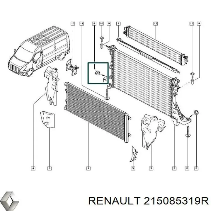 215085319R Renault (RVI) Consola (coxim de fixação) inferior do radiador