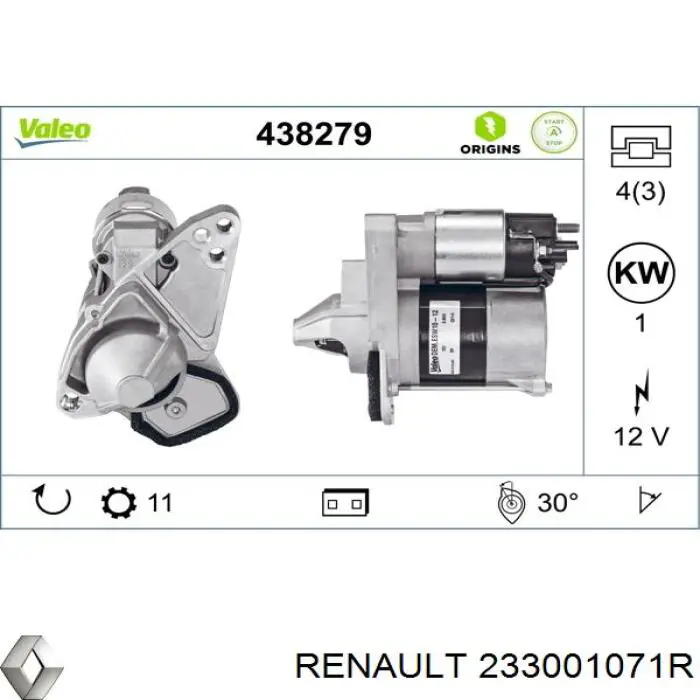 Motor de arranco Renault (RVI) 233001071R preço, a partir de 67,55 USD