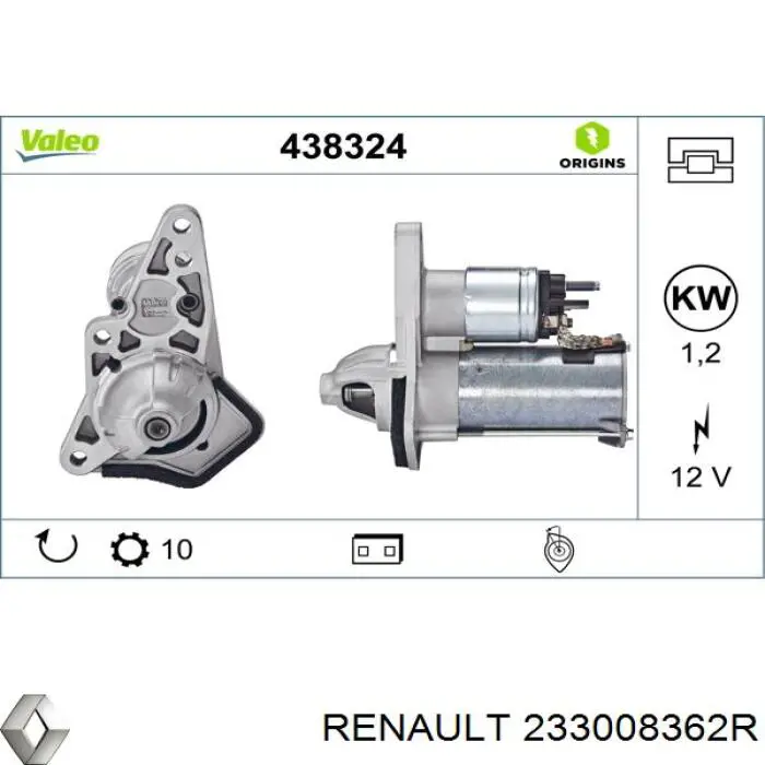 Motor de arranco Renault (RVI) 233008362R preço, a partir de 212,62 USD