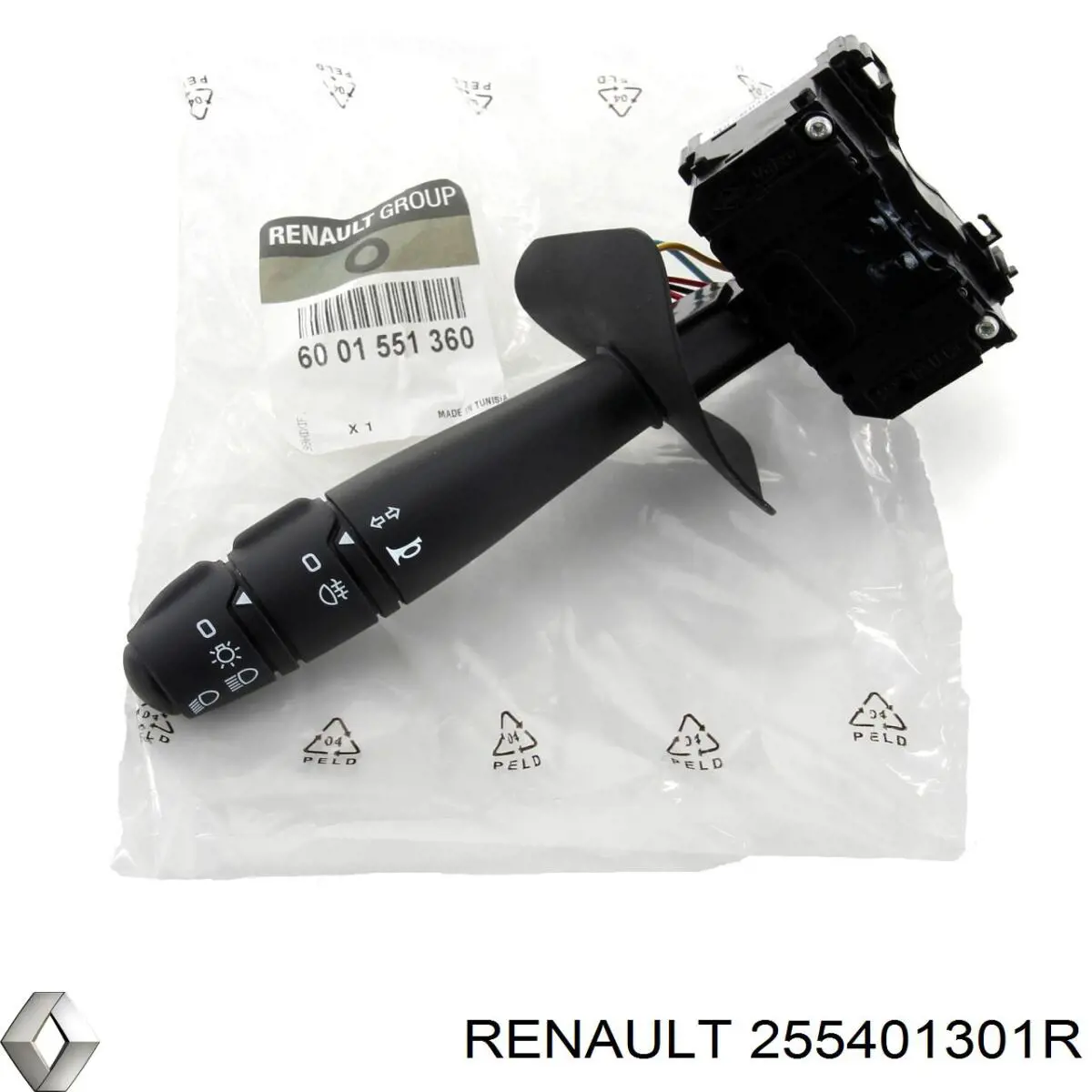 Comutador esquerdo instalado na coluna da direção 255401301R Renault (RVI)