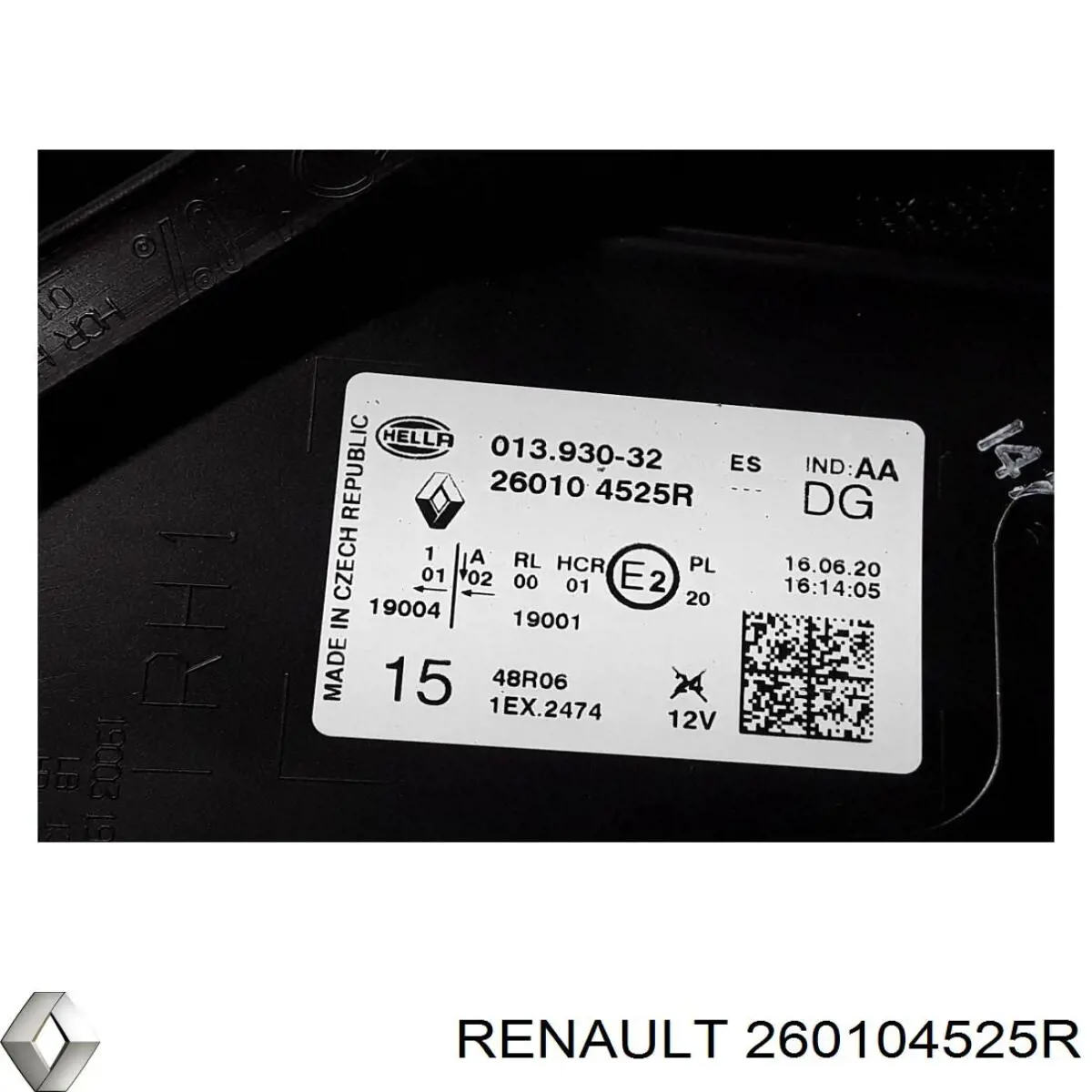 Luz direita Renault (RVI) 260104525R preço, a partir de 671,31 USD