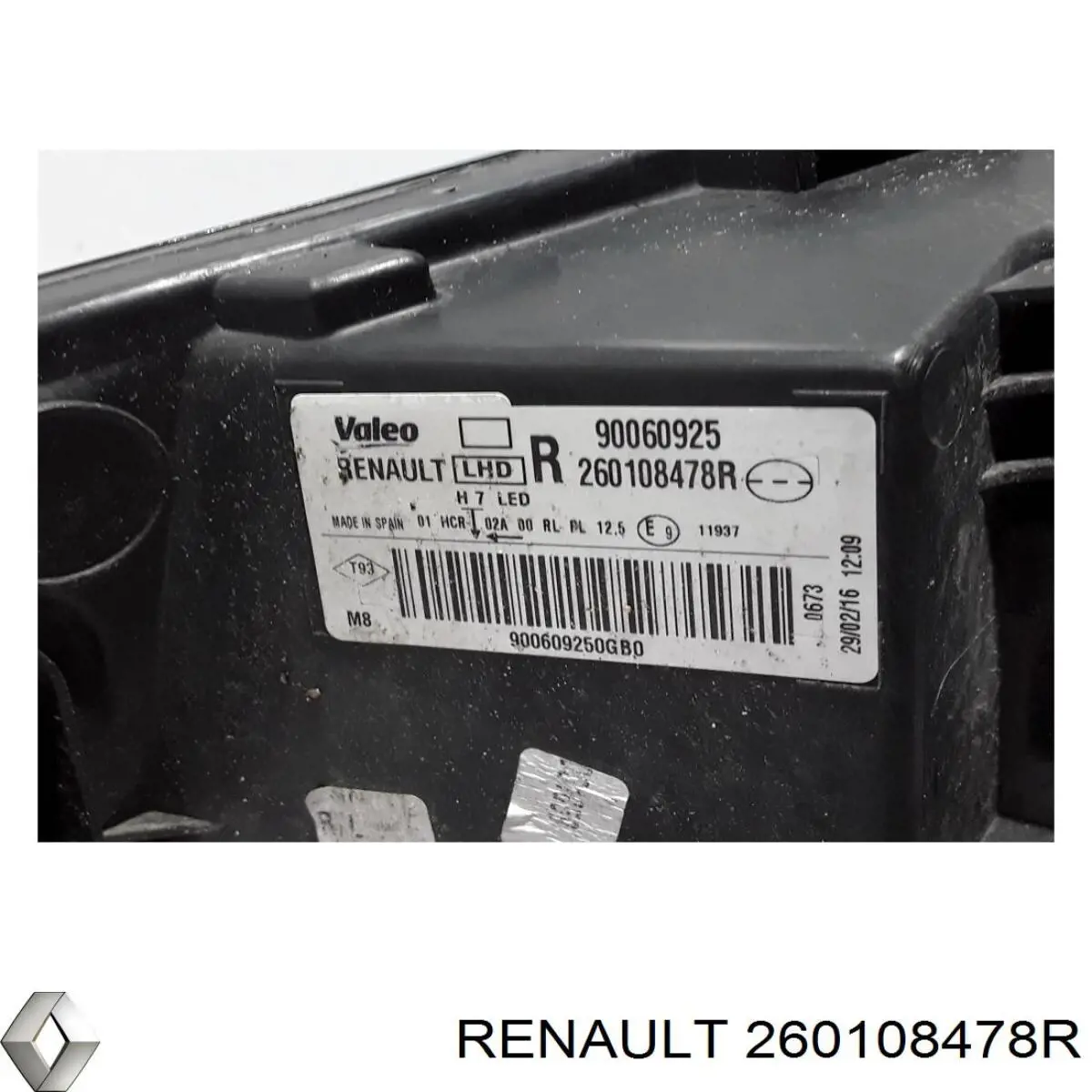 Luz direita 260108478R Renault (RVI)