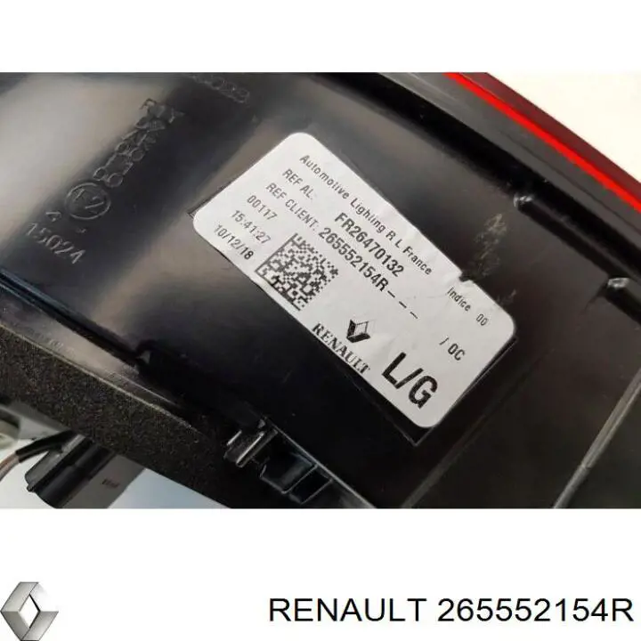 Compre 265552154R Renault (RVI) Lanterna traseira esquerda interna