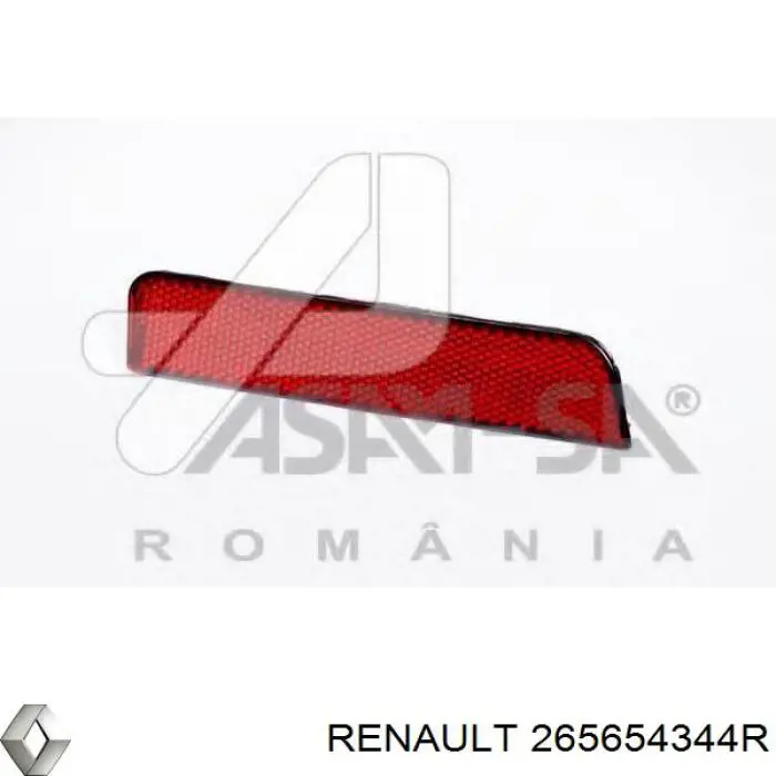 265654344R Renault (RVI) Retrorrefletor (refletor) do pára-choque traseiro esquerdo