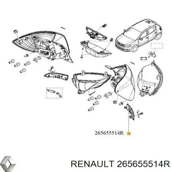 Retrorrefletor (refletor) do pára-choque traseiro esquerdo Renault (RVI) 265655514R preço, a partir de 30,25 USD
