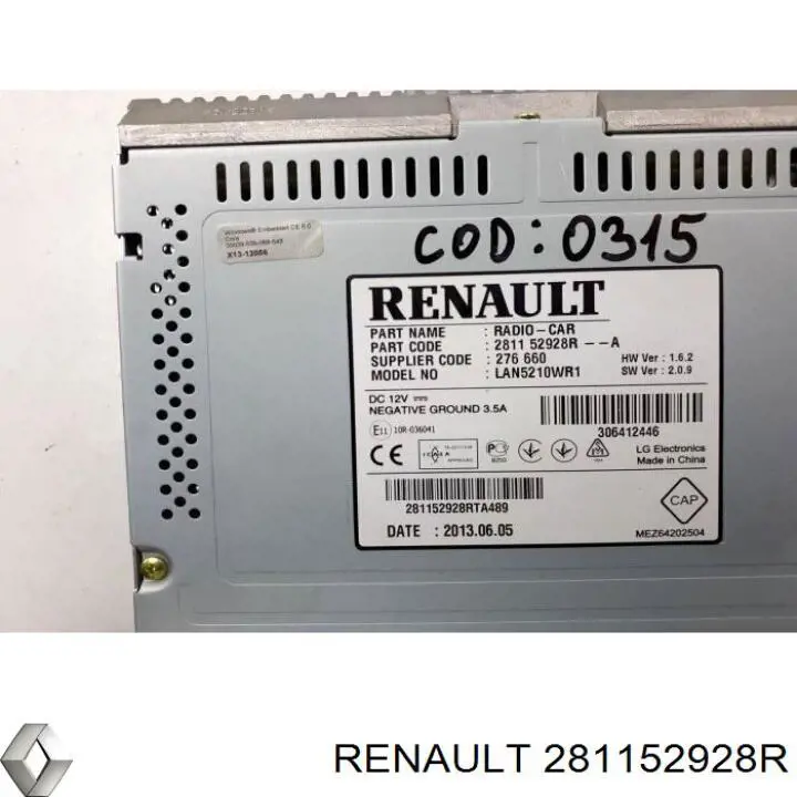 Mostrador multifuncional 281152928R Renault (RVI)