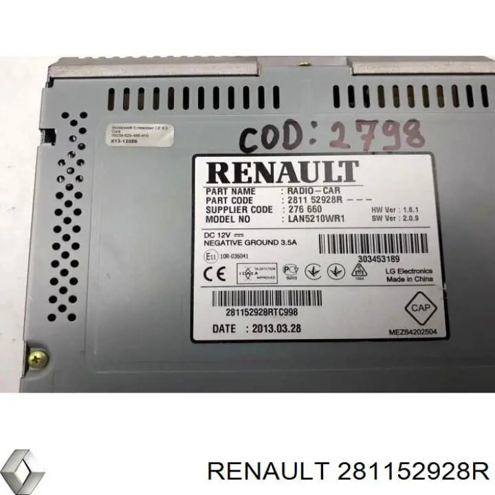 281152928R Renault (RVI) Mostrador multifuncional