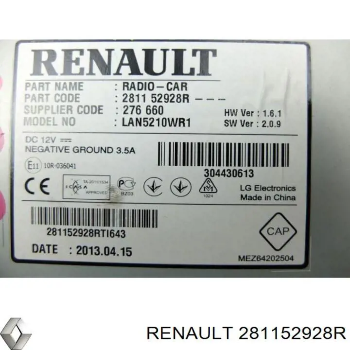 Mostrador multifuncional Renault (RVI) 281153868R