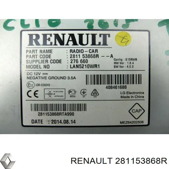 281153868R Renault (RVI) Mostrador multifuncional