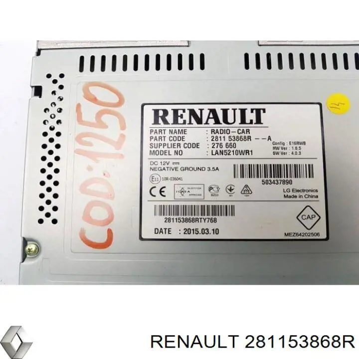281153868R Renault (RVI) Mostrador multifuncional