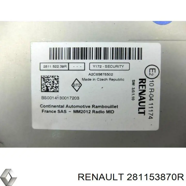 281153870R Renault (RVI) Aparelhagem de som (rádio AM/FM)