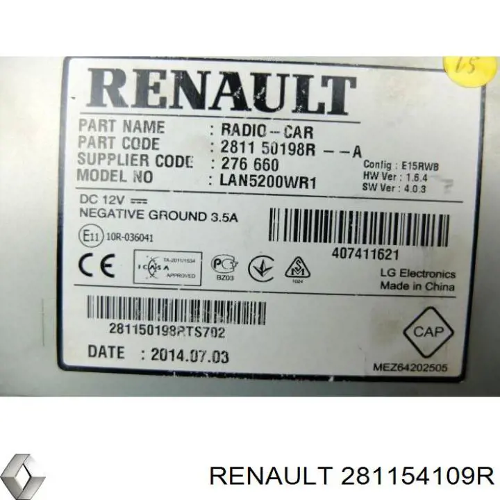 Compre 281154109R Renault (RVI) Aparelhagem de som (rádio AM/FM)