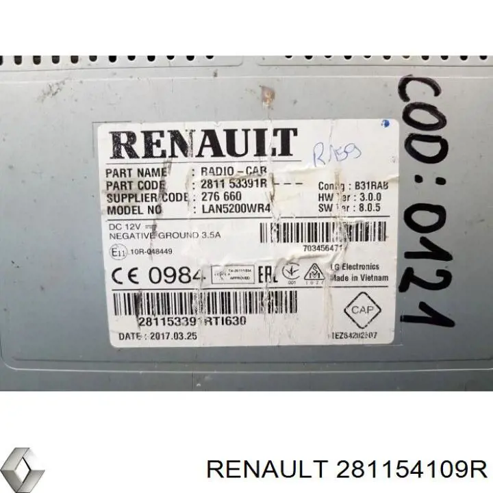 Compre 281154109R Renault (RVI) Aparelhagem de som (rádio AM/FM)