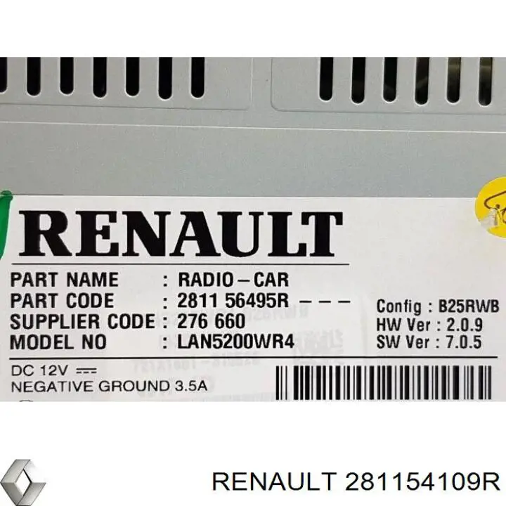 281154109R Renault (RVI) Aparelhagem de som (rádio AM/FM)