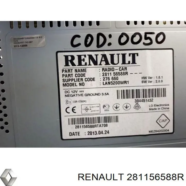 Compre 281156588R Renault (RVI) Aparelhagem de som (rádio AM/FM)