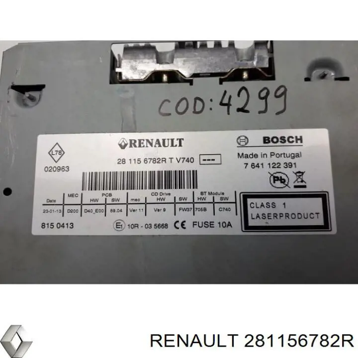 Aparelhagem de som (rádio AM/FM) Renault (RVI) 281156782R preço, a partir de 120,88 USD