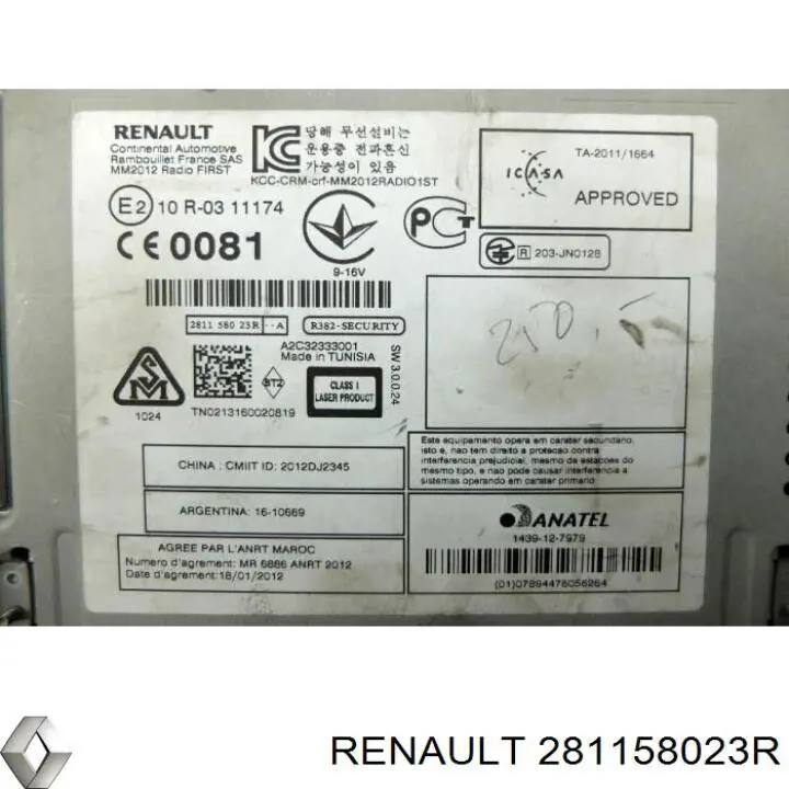 281158023R Renault (RVI) Aparelhagem de som (rádio AM/FM)