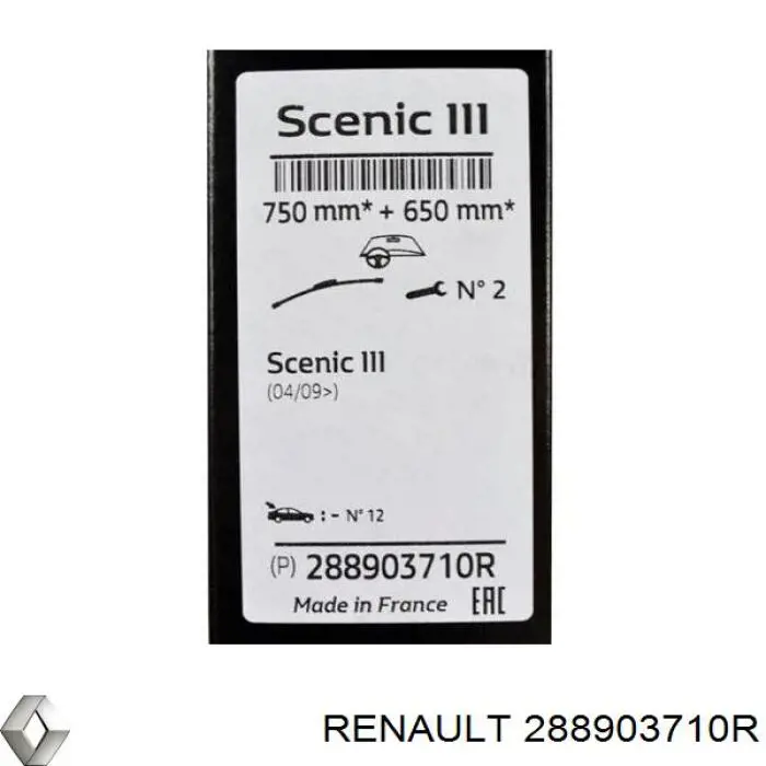 Limpa-pára-brisas do pára-brisas, kit de 2 un. Renault (RVI) 288903710R preço, a partir de 32,14 USD