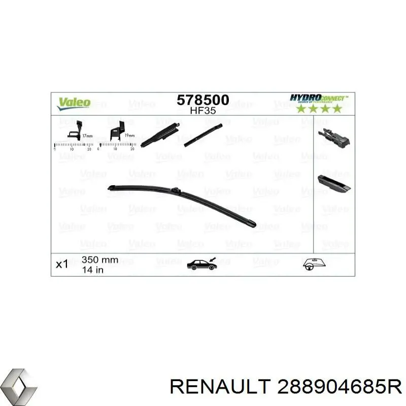 Limpa-pára-brisas do pára-brisas, kit de 2 un. 288904685R Renault (RVI)