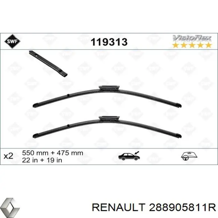 288905811R Renault (RVI) Limpa-pára-brisas do pára-brisas de passageiro