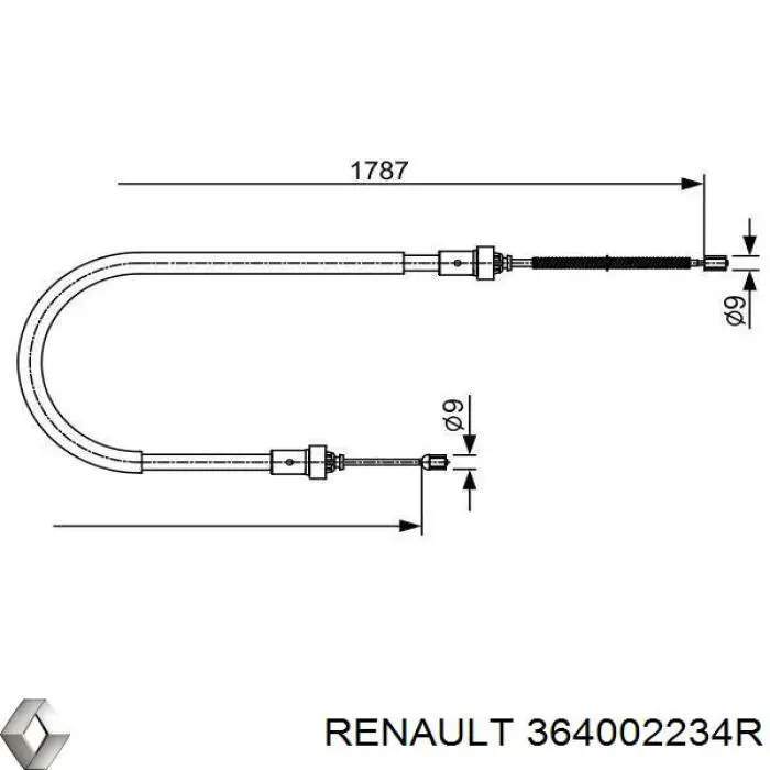364002234R Renault (RVI) Cabo traseiro direito/esquerdo do freio de estacionamento