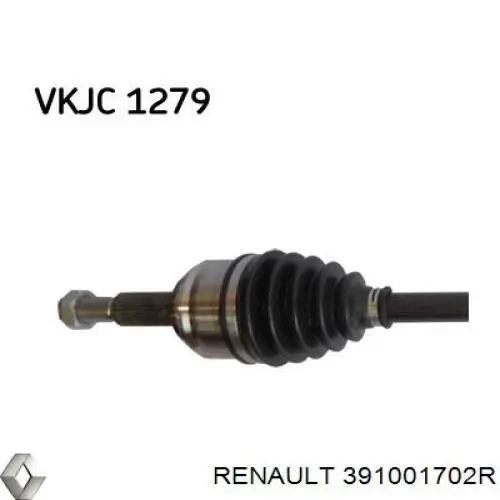 391001702R Renault (RVI) Semieixo (acionador) dianteiro direito