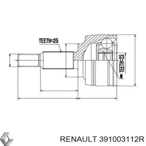 391003112R Renault (RVI) Semieixo (acionador) dianteiro direito