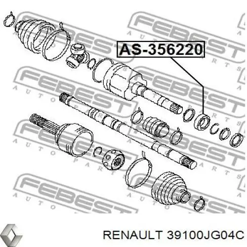 Semieixo (acionador) dianteiro direito Nissan/Infiniti 39100JM10A preço, a partir de 147,11 USD