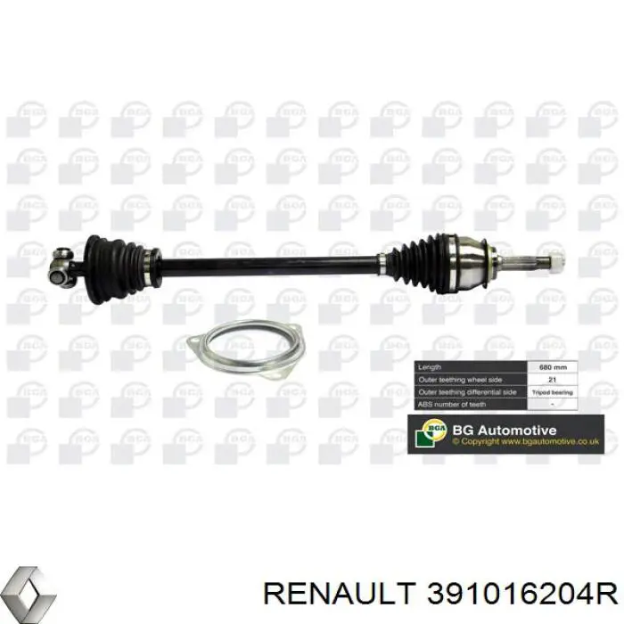 391016204R Renault (RVI) Semieixo (acionador) dianteiro esquerdo