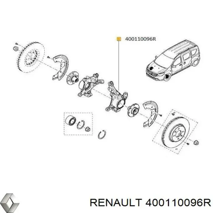 400110096R Renault (RVI) Pino moente (extremidade do eixo) dianteiro direito