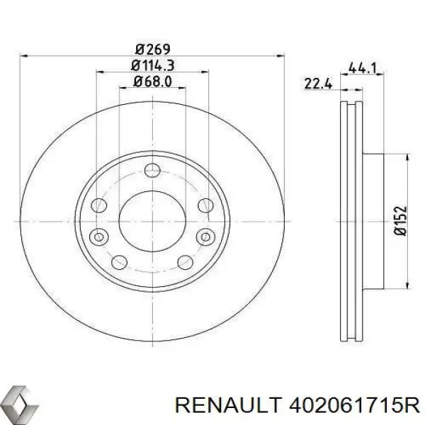 402061715R Renault (RVI) Disco do freio dianteiro