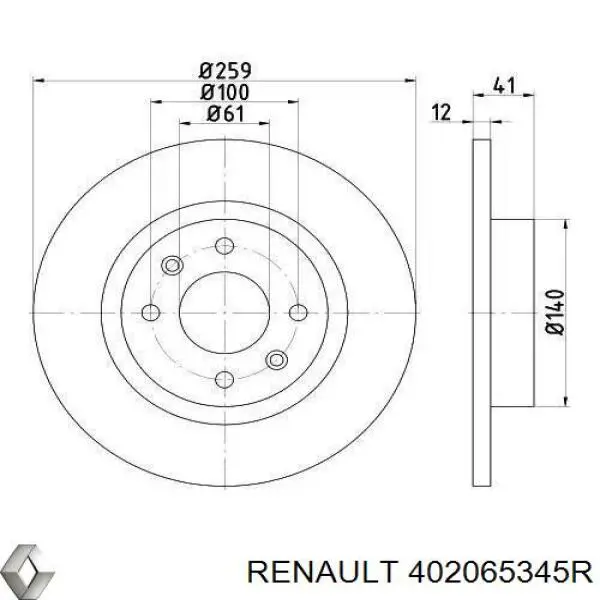 402065345R Renault (RVI) Disco do freio dianteiro