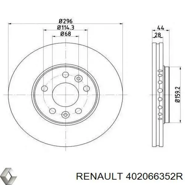 402066352R Renault (RVI) Disco do freio dianteiro