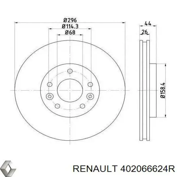 402066624R Renault (RVI) Disco do freio dianteiro
