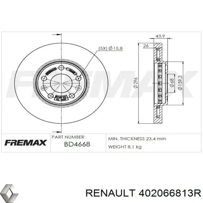 Compre 402066813R Renault (RVI) Disco do freio dianteiro