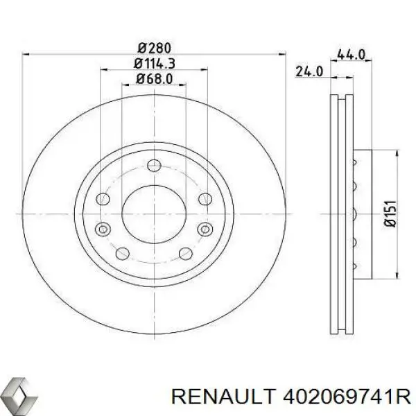 402069741R Renault (RVI) Disco do freio dianteiro