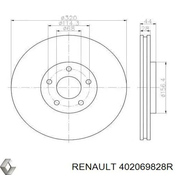 402069828R Renault (RVI) Disco do freio dianteiro