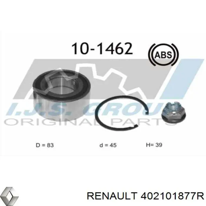 402101877R Renault (RVI) Rolamento de cubo dianteiro
