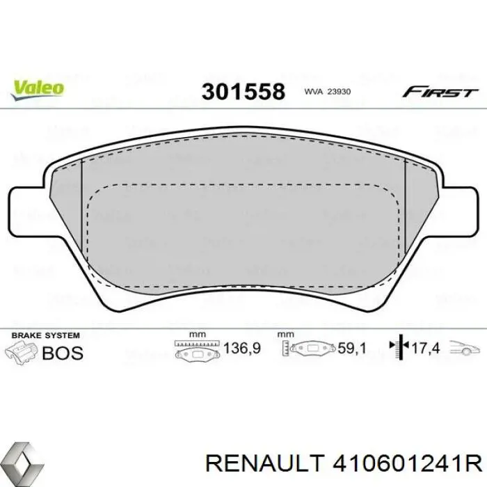Compre 410601241R Renault (RVI) Sapatas do freio dianteiras de disco
